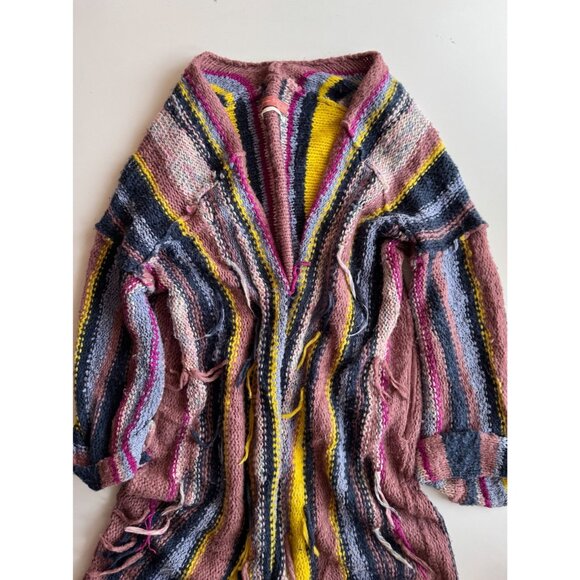 PILCRO Dreamer Striped Acrylic Cotton Wool Knit Boho Duster Sweater, Size M/L - Picture 4 of 16